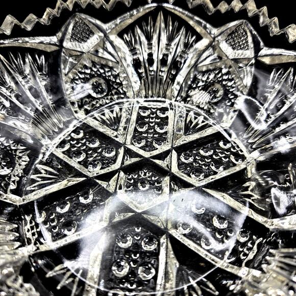 VTG Imperial Glass Nucut Handled Nappy Dish Sawtooth Rim Hobstars Arches - Picture 4 of 7